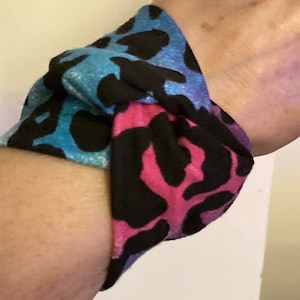 Wide Cuff Bracelet: Colourful Stretch Fabric Wrist Cover