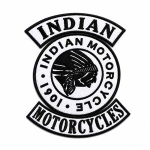 Indian Motorcycle Embroidered Patch Set, Vintage Biker Iron On Sew On Badge for Jacket, Vest, Backpack