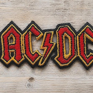 AC DC Style Embroidered Patch, Lightning Bolt Iron On Sew On Rock Badge for Jacket Hat Backpack Streetwear