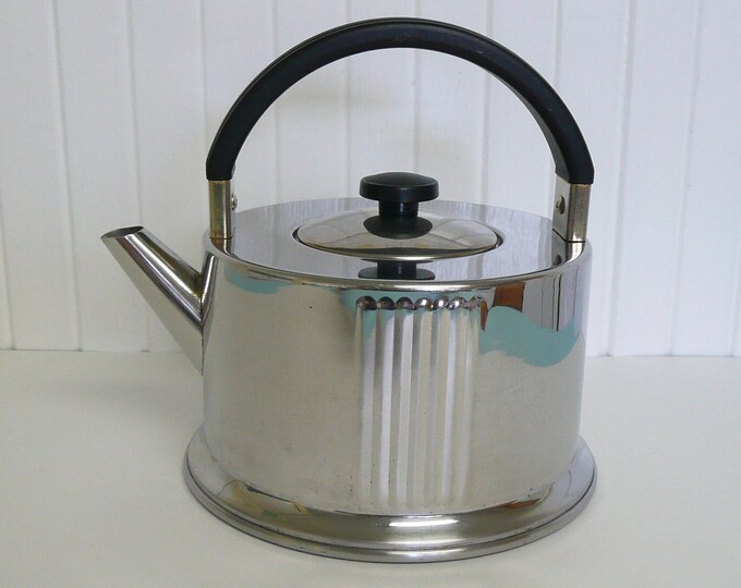 Vintage Art Deco Style Stainless Steel Tea Pot Kettle Etsy