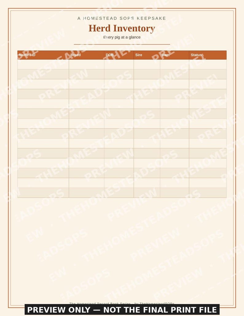 Pig & Hog Record Book | Homestead Care, Breeding, Growth Log (PDF Download) image 3