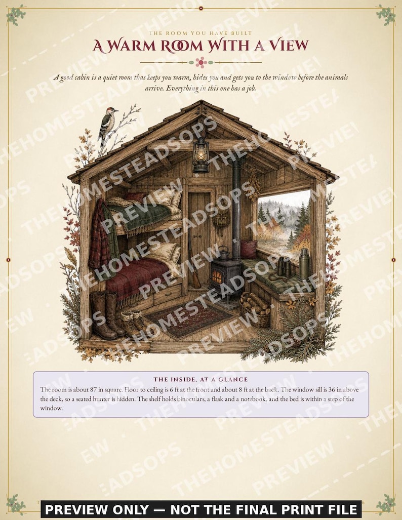 Hunting Cabin Plans | Treehouse Hunting Blind Build Guide | Insulated Sleeping Cabin on Posts | DIY Deer Stand PDF | Instant Download image 7