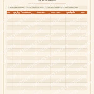 Registro di apicoltura / Diario dell'apiario, Ispezione degli alveari, Guida alla raccolta (Download in PDF) immagine 4