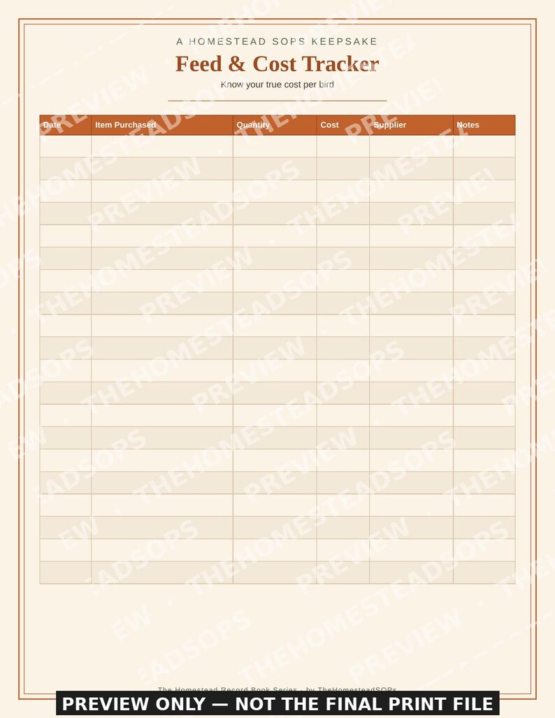 Turkey Flock Record Book | Homestead Care, Breeding, Growth Log (PDF Download) image 8