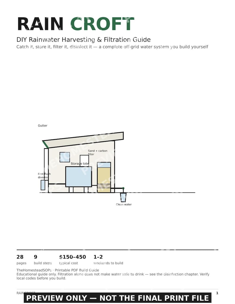 DIY Rainwater Harvesting & Filtration Guide | Off-Grid Water System (PDF) image 1