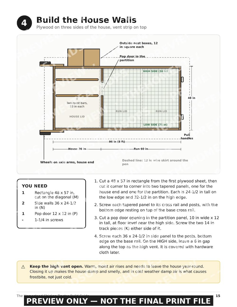 Chicken Tractor Plans | DIY Mobile Chicken Coop Build Guide | Wheeled Pen for Hens or Broilers | Printable PDF image 4