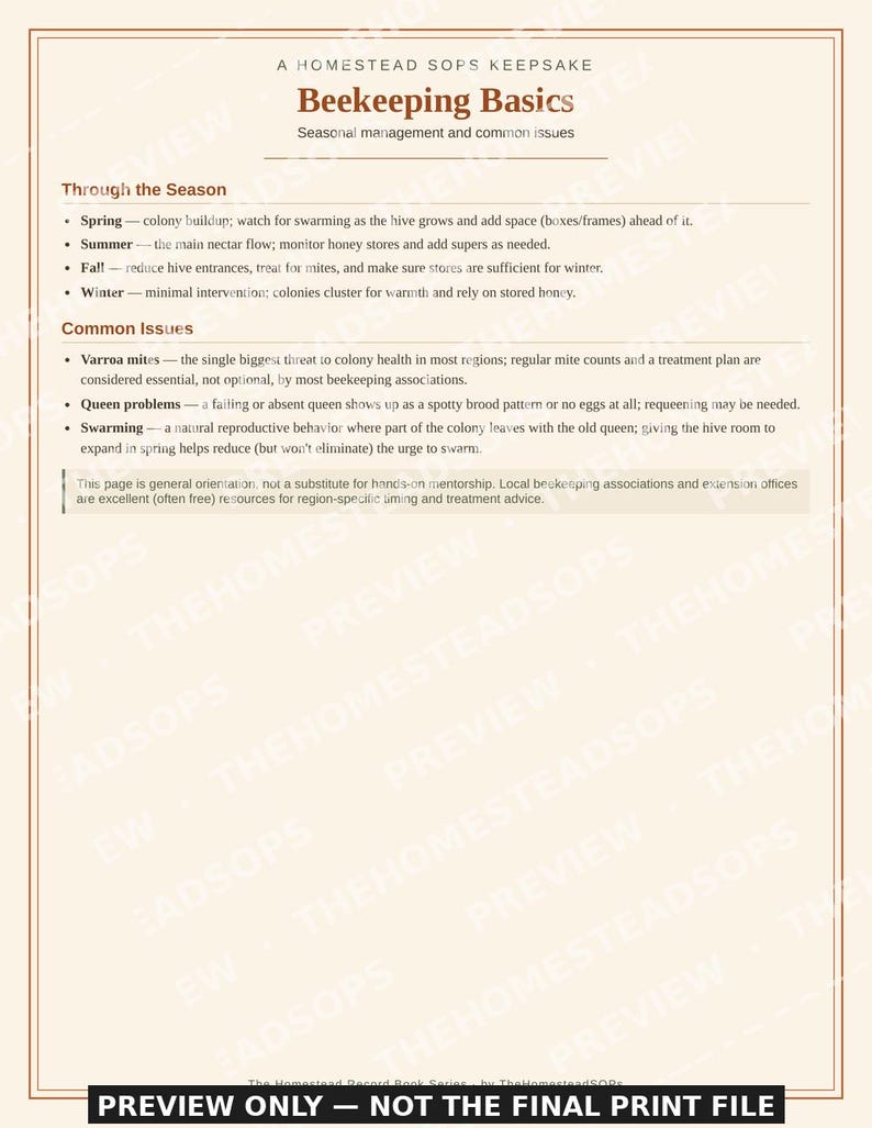 Registro di apicoltura / Diario dell'apiario, Ispezione degli alveari, Guida alla raccolta (Download in PDF) immagine 5