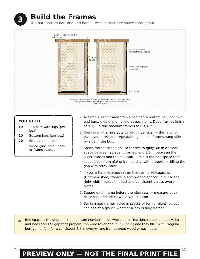 Guía para construir una colmena / Planos para construir una colmena Langstroth / Apicultura doméstica / PDF imprimible imagen 3