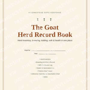 Goat Herd Record Book | Goat Keeping Planner | Breeding, Kidding & Milk Log | Printable PDF Download image 1
