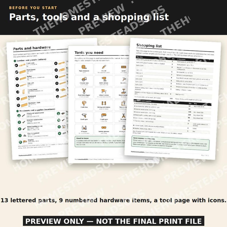 Goat & Sheep Shed Plans | Step by Step Picture Instructions | Beginner DIY Loafing Shed Build Manual | Run-In Shelter | Printable PDF image 4