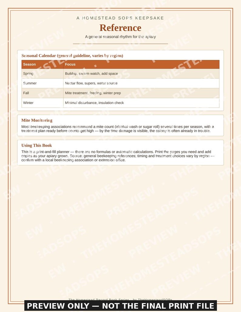 Registro di apicoltura / Diario dell'apiario, Ispezione degli alveari, Guida alla raccolta (Download in PDF) immagine 9