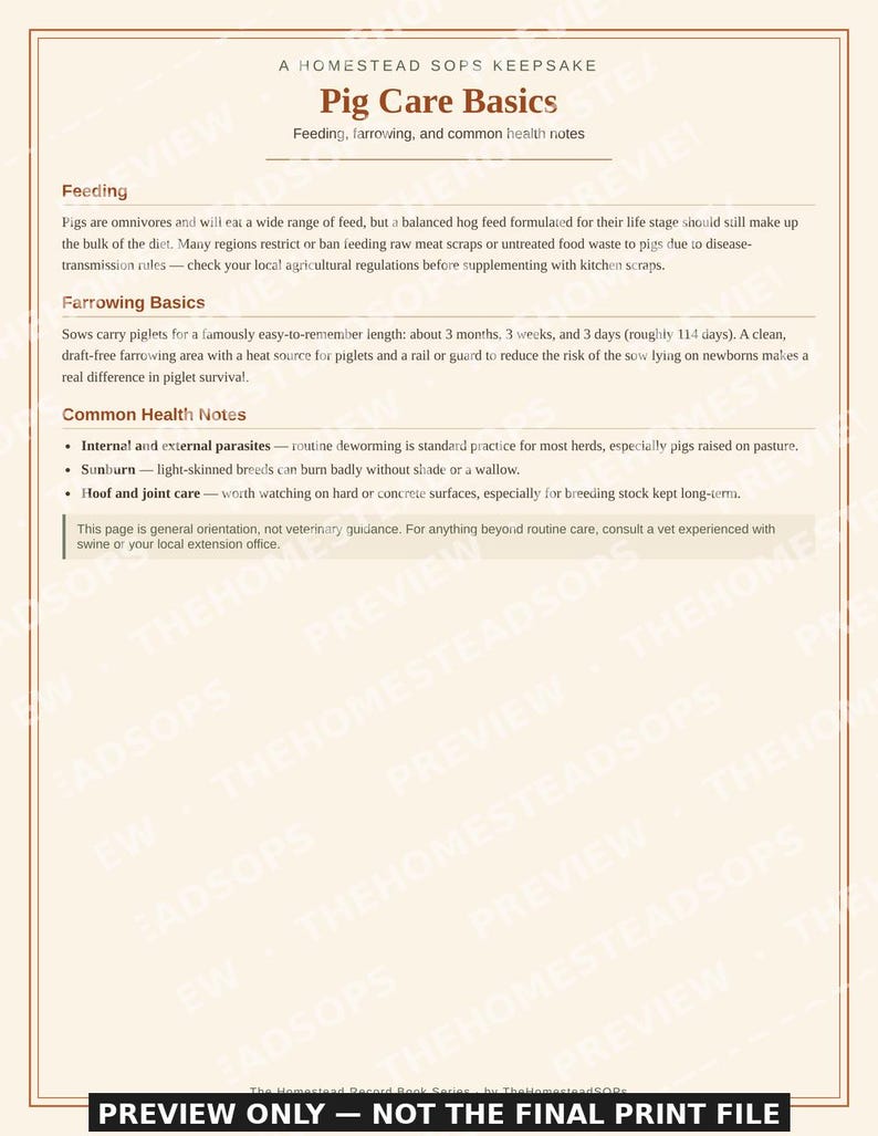 Pig & Hog Record Book | Homestead Care, Breeding, Growth Log (PDF Download) image 5