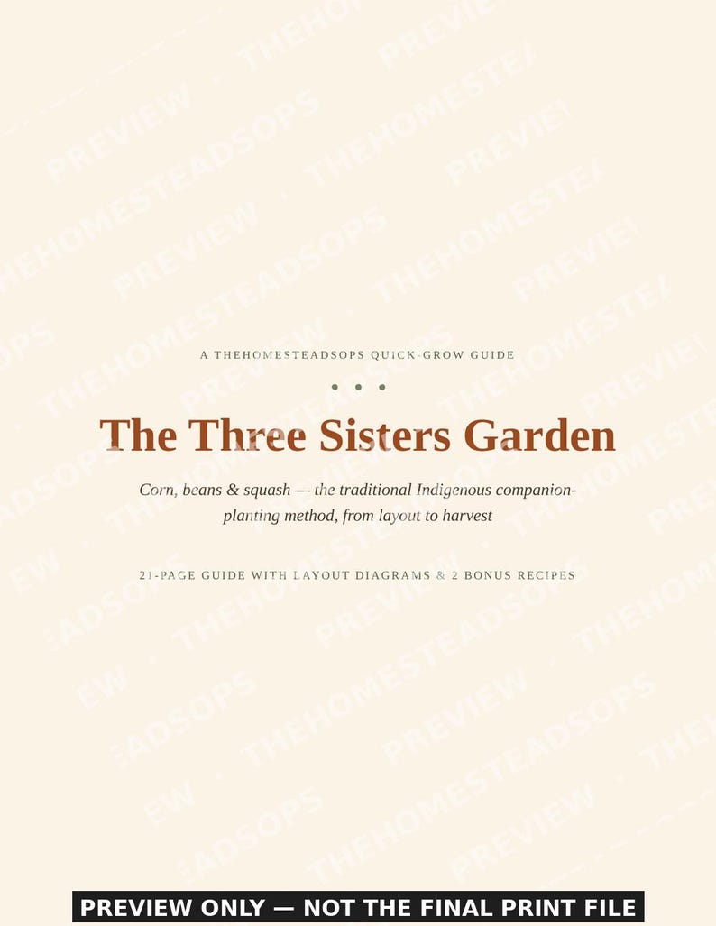 Three Sisters Garden Guide | Corn Beans Squash Companion Planting | Indigenous Method | Printable PDF image 1