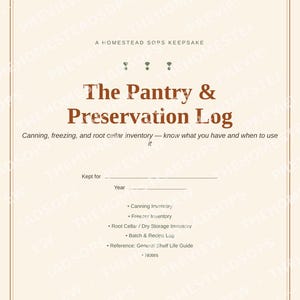 Canning Inventory Printable | Pantry & Freezer Log | Food Preservation Record Book PDF Download image 1