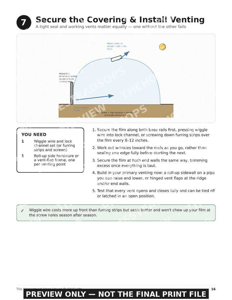 Guía para invernaderos tipo aro / Planos para invernaderos de PVC para construir uno mismo / Túnel para extender la temporada de cultivo / PDF imprimible imagen 3