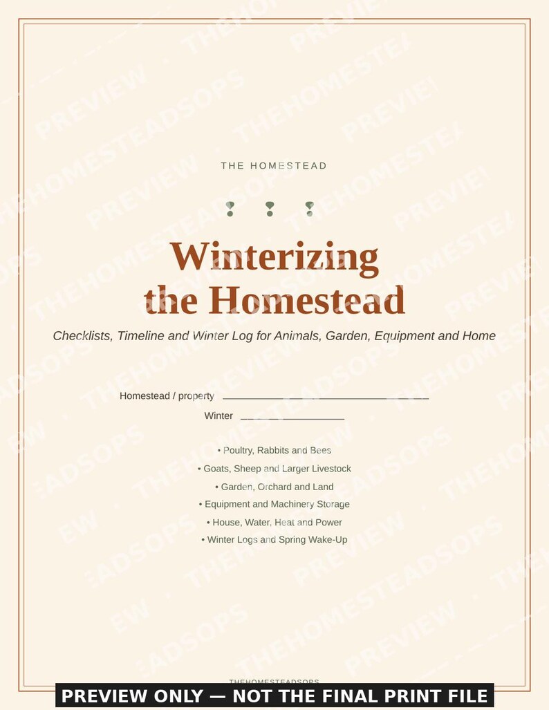 Winterizing Checklist Binder | Homestead Winter Prep Planner | Livestock, Garden, Equipment & Home | Printable PDF Download image 1