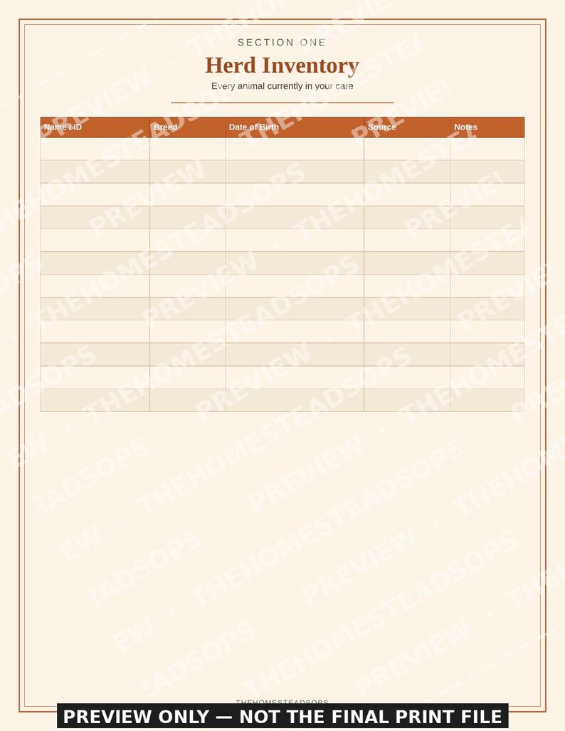Dairy Cow Record Book | Milk Cow Keeping Log | Breeding & Health Tracker | Printable PDF image 3