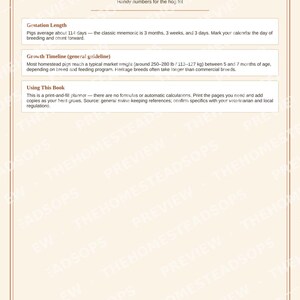 Pig & Hog Record Book | Homestead Care, Breeding, Growth Log (PDF Download) image 9