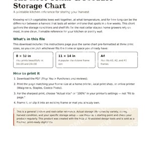 Vorratskeller-Lagerplan | Druckbare Küchenwanddeko | Übersicht zur Obst- und Gemüselagerung | Sofort-Download Bild 5