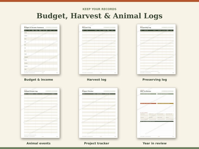 2027 Homestead Planner Printable, Weekly Monthly Garden Animal Farm Calendar PDF, Sunday Monday Start, Instant Download image 6