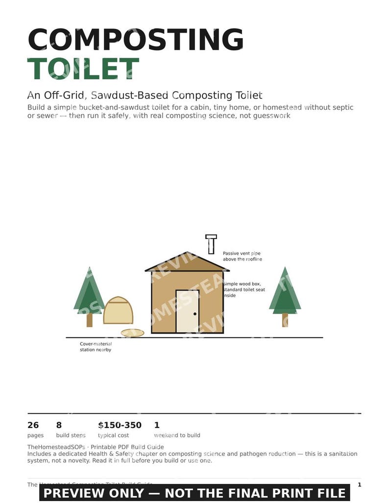 Composting Toilet Build Guide | DIY Off-Grid Sawdust Toilet Plans | Printable PDF image 1
