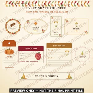 Fall Pantry Labels Printable | Autumn Jar Labels, Harvest Kitchen, Spice, Canning and Mason Jar Labels | Watercolor Pumpkin Spice Set image 5