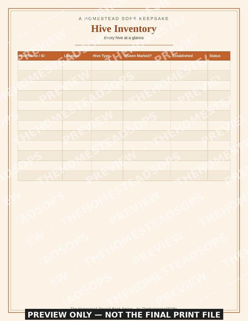 Registro di apicoltura / Diario dell'apiario, Ispezione degli alveari, Guida alla raccolta (Download in PDF) immagine 3