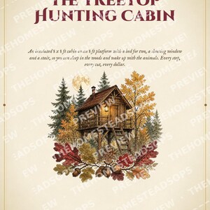 Hunting Cabin Plans | Treehouse Hunting Blind Build Guide | Insulated Sleeping Cabin on Posts | DIY Deer Stand PDF | Instant Download image 1
