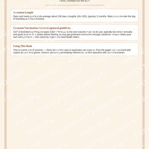 Goat Herd Record Book | Goat Keeping Planner | Breeding, Kidding & Milk Log | Printable PDF Download image 7
