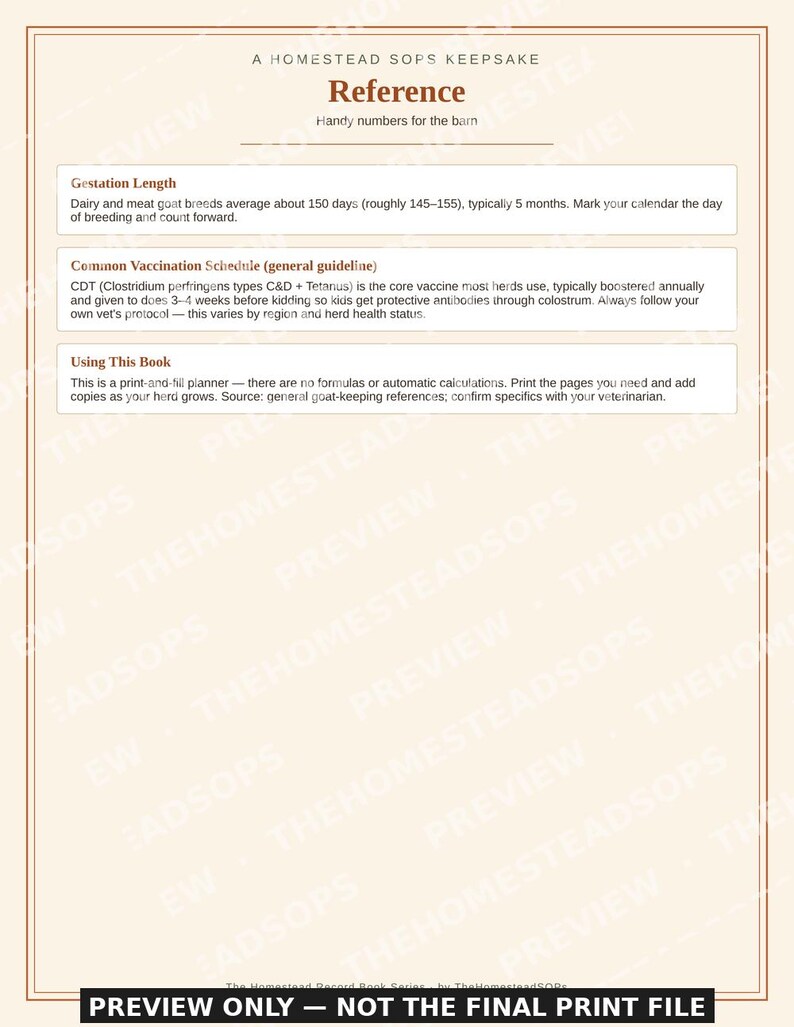 Goat Herd Record Book | Goat Keeping Planner | Breeding, Kidding & Milk Log | Printable PDF Download image 7