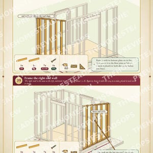Progetti per la costruzione di una piccola casetta in PDF / Casetta con letti a castello 10x8 per 2-4 persone / Guida fai-da-te per una persona / Componenti da ferramenta, download immediato immagine 5