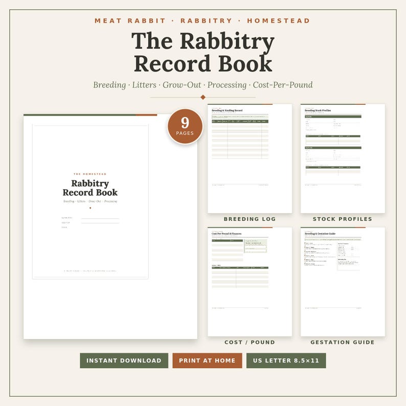 Breeding Chart.pdf Meat Rabbit Record Book, Rabbitry Breeding Log, Processing Tracker (PDF ...