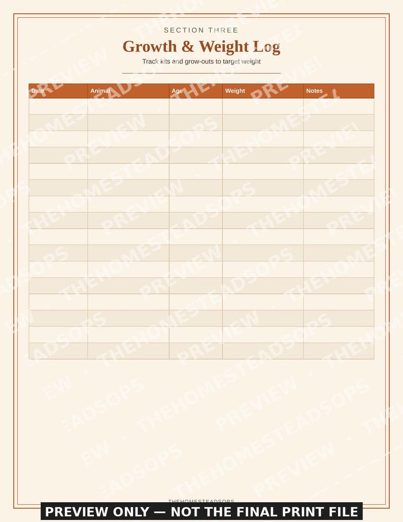 Rabbit Flock Record Book | Rabbit Keeping Log | Breeding & Health Tracker | Printable PDF image 8