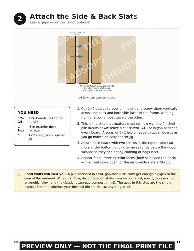 Three-Bin Compost System | DIY Compost Bin Plans | Backyard Composting | Printable PDF image 3