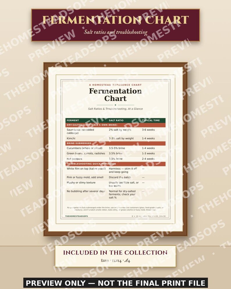 Kitchen Reference Charts Bundle | 8 Printable Wall Charts | Canning, Meat Temps, Fermenting, Dehydrating, Herb Swaps, Root Cellar image 6