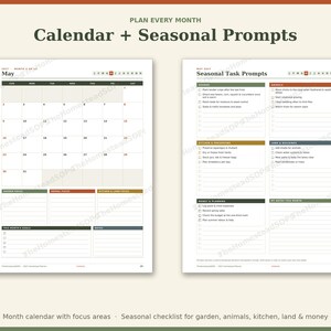 2027 Homestead Planner Printable, Weekly Monthly Garden Animal Farm Calendar PDF, Sunday Monday Start, Instant Download image 3