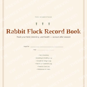 Rabbit Flock Record Book | Rabbit Keeping Log | Breeding & Health Tracker | Printable PDF image 1