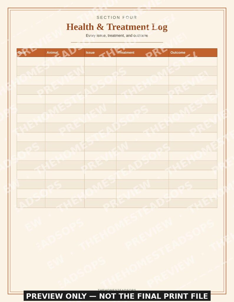 Rabbit Flock Record Book | Rabbit Keeping Log | Breeding & Health Tracker | Printable PDF image 9