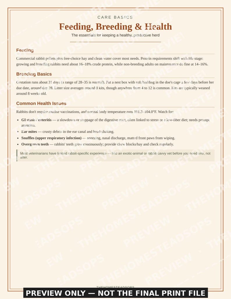 Rabbit Flock Record Book | Rabbit Keeping Log | Breeding & Health Tracker | Printable PDF image 7