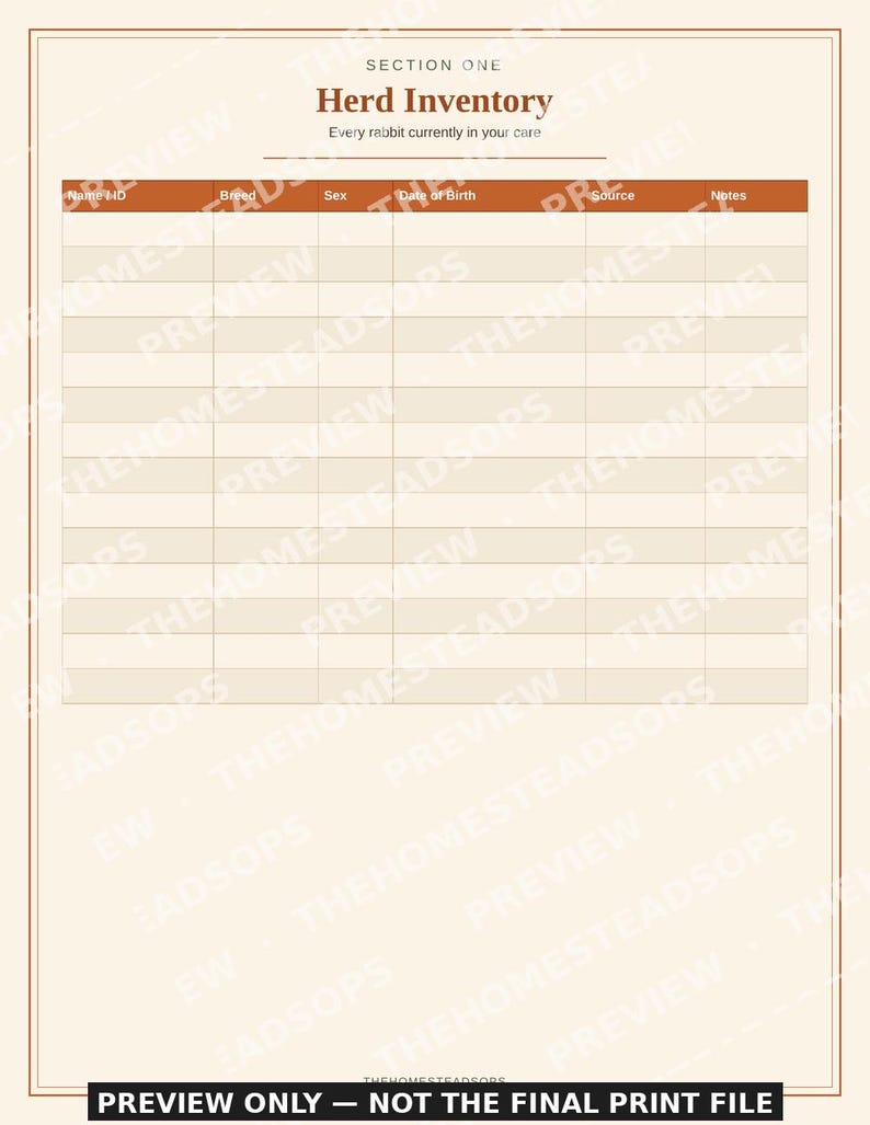 Rabbit Flock Record Book | Rabbit Keeping Log | Breeding & Health Tracker | Printable PDF image 3