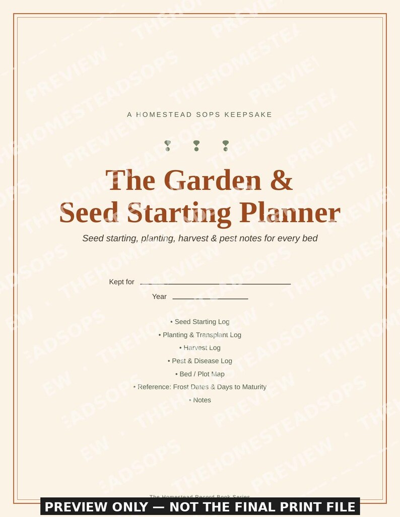 Garden Planner Printable | Seed Starting Log & Harvest Journal | Homestead Garden Record Book PDF image 1