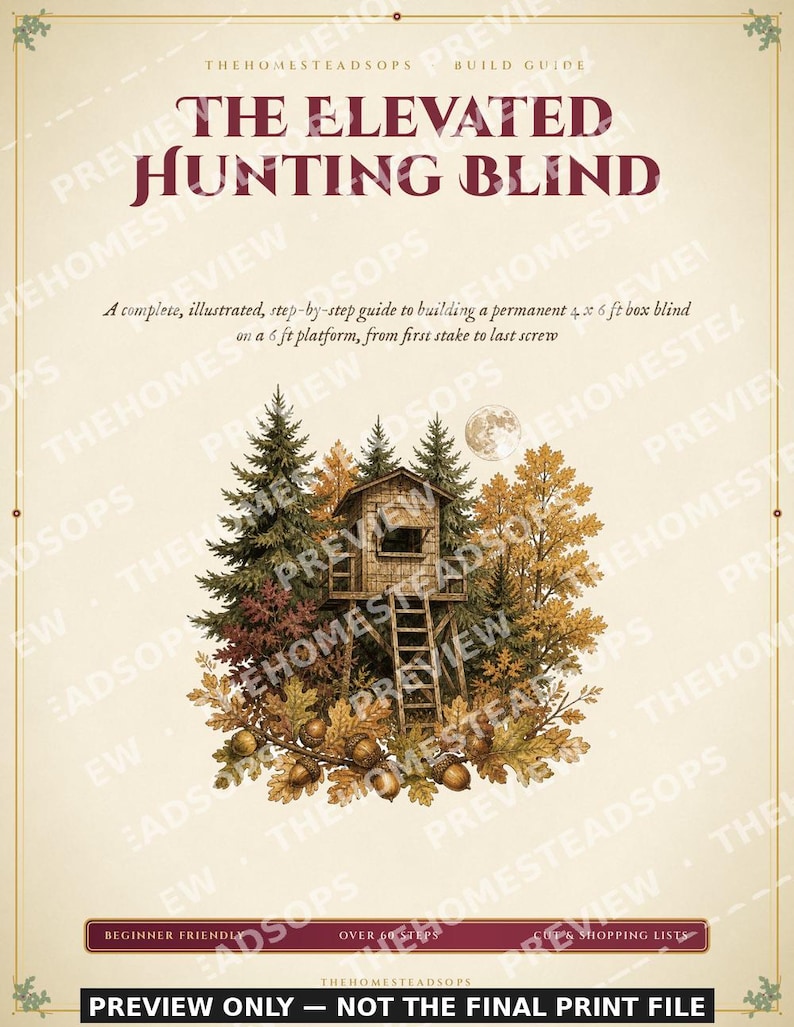 Hunting Blind Plans | Elevated Deer Stand Build Guide | DIY Box Blind Plans PDF | Step-by-Step Printable Plans | Instant Download image 1