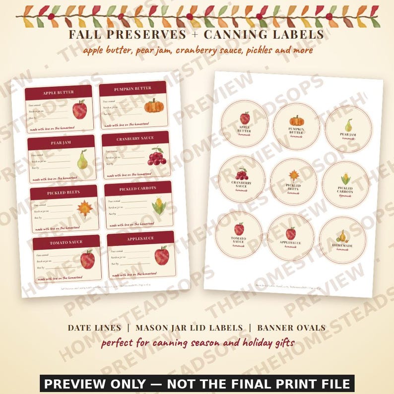 Fall Pantry Labels Printable | Autumn Jar Labels, Harvest Kitchen, Spice, Canning and Mason Jar Labels | Watercolor Pumpkin Spice Set image 4