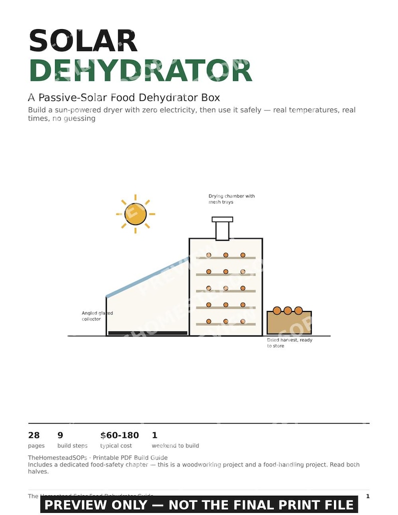 Planos para deshidratador solar de alimentos / Secador solar pasivo casero / Guía de construcción sin electricidad / PDF imprimible imagen 1