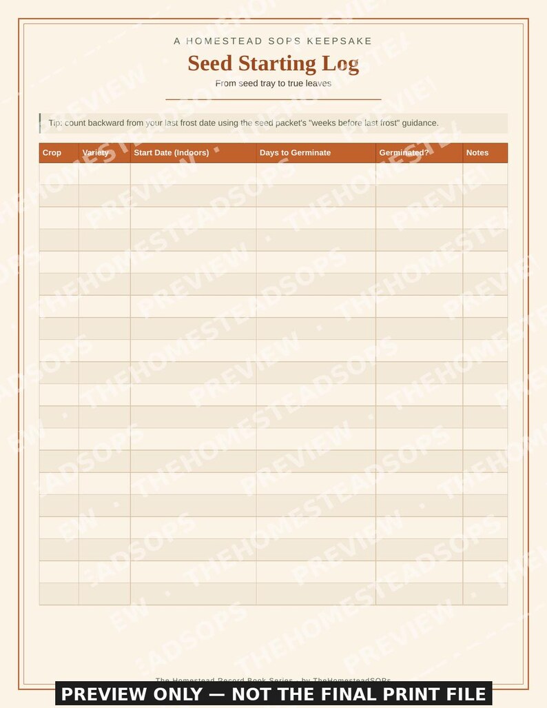 Garden Planner Printable | Seed Starting Log & Harvest Journal | Homestead Garden Record Book PDF image 2