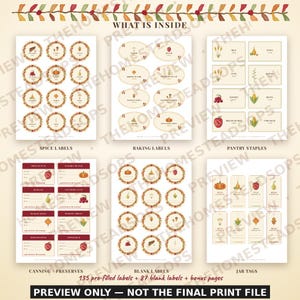 Fall Pantry Labels Printable | Autumn Jar Labels, Harvest Kitchen, Spice, Canning and Mason Jar Labels | Watercolor Pumpkin Spice Set image 2