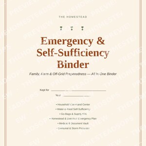 Homestead Emergency Preparedness Binder | Family, Farm & Off-Grid Ready Planner | Printable Survival Binder | Instant Download image 1