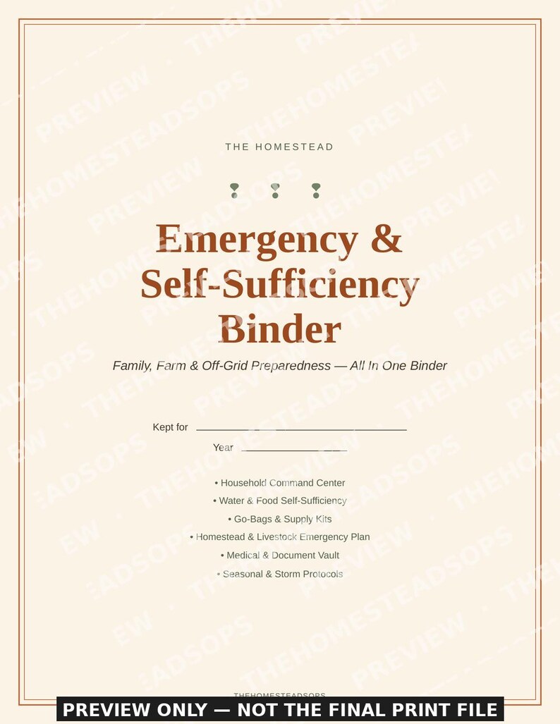 Homestead Emergency Preparedness Binder | Family, Farm & Off-Grid Ready Planner | Printable Survival Binder | Instant Download image 1