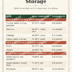 Vorratskeller-Lagerplan | Druckbare Küchenwanddeko | Übersicht zur Obst- und Gemüselagerung | Sofort-Download Bild 4