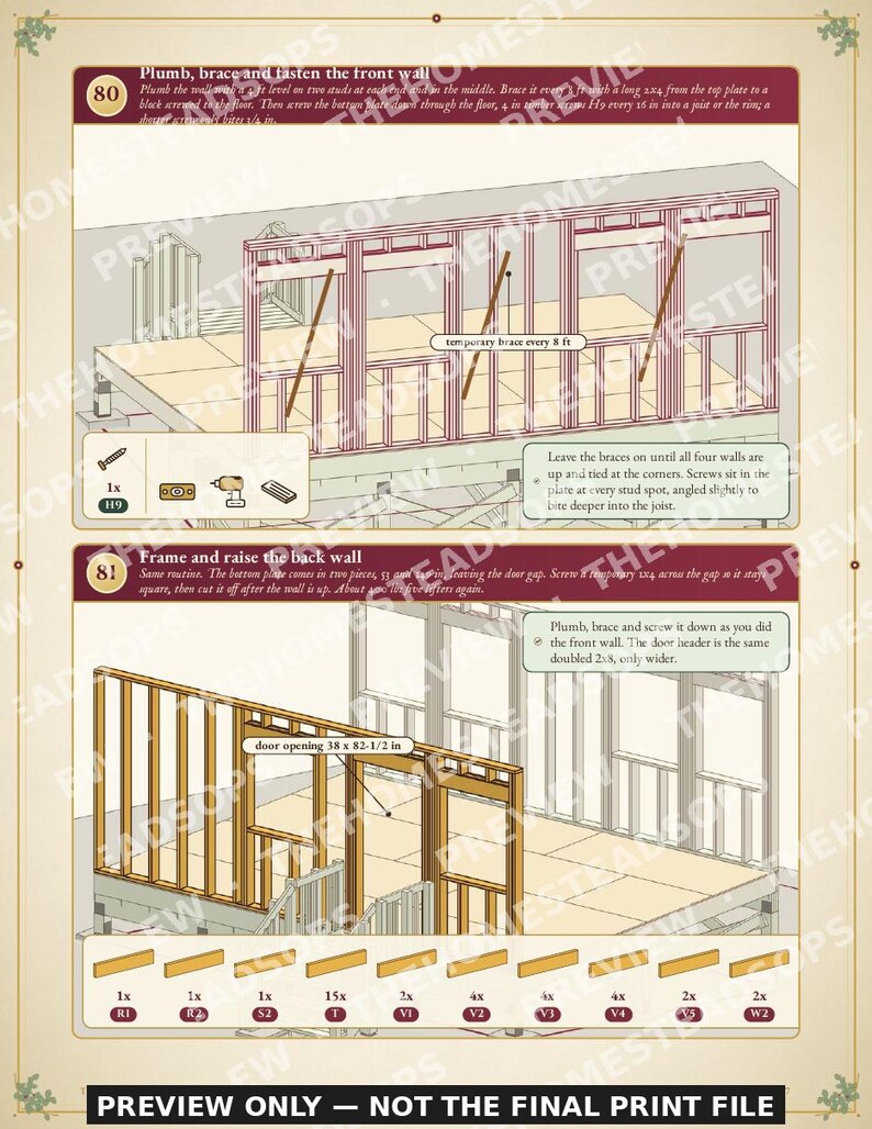 Cabin Build Plans PDF | Off Grid Cabin on Rock or Slope | 16x20 Loft Cabin Guide, Sleeps 4 | DIY Post Foundation, No Concrete image 6